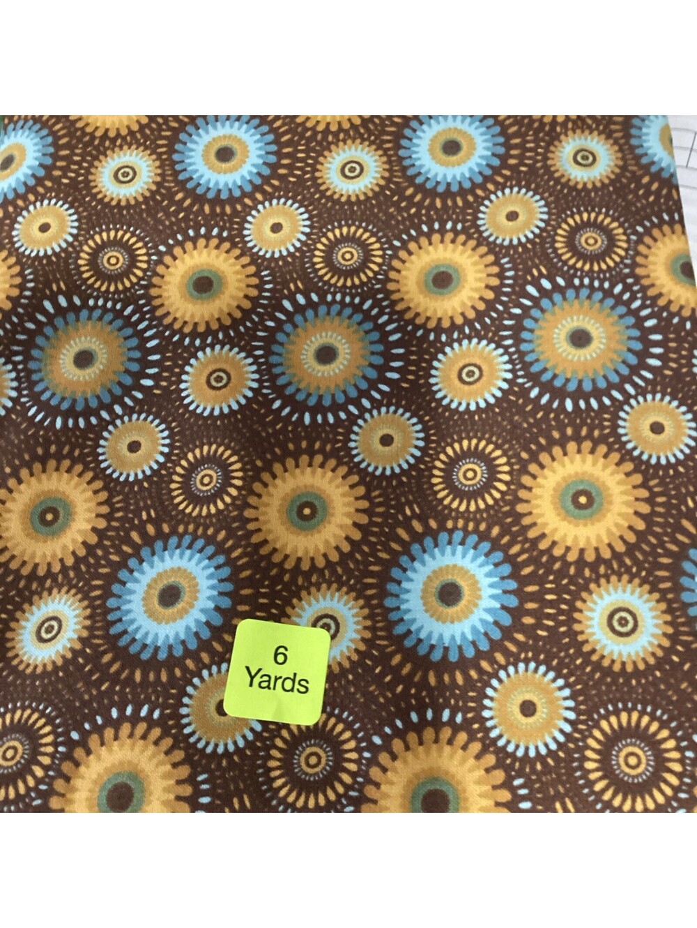 6 yds MDG Cotton Fabric Lucky Medallion Brown Background